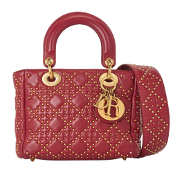 Small Studded Lady Dior,Leather,Red,28MA0137,S,2*